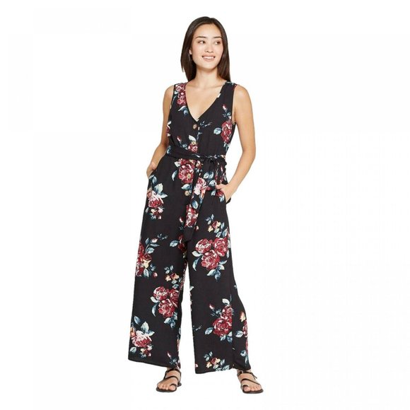 Xhilaration Pants - NWT Xhilaration Button Front Jumpsuit Medium Black